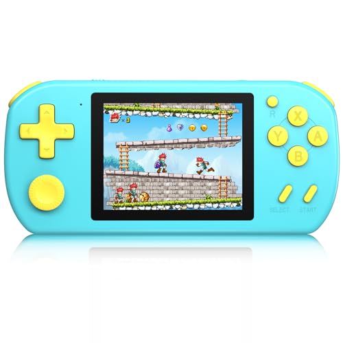 Bornkid Handheld-Spiele für Kinder Aldults mit eingebauten 270 klassischen Retro-Videospielen 3.0" Bildschirm, wiederaufladbar tragbar Arcade-Spieler Jungen Mädchen, Reisen Elektronik Blau von Bornkid