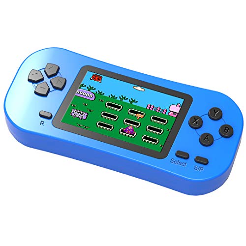 Bornkid Handheld Spielekonsole für Kinder und Seniors mit Integriertem 218 Videospiel 2,5 Zoll Wiederaufladbar Electronic Handheld Spiele hat 3,5 MM Kopfhörerbuchse (Blau) von Bornkid