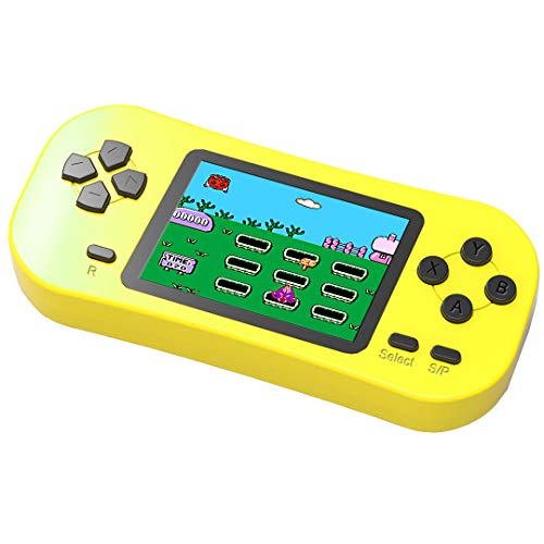 Bornkid Handheld Spielekonsole für Kinder und Seniors mit Integriertem 218 Videospiel 2,5 Zoll Wiederaufladbar Electronic Handheld Spiele hat 3,5 MM Kopfhörerbuchse (Gelb) von Bornkid