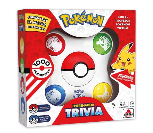 BORRAS - Pokémon Trivia Interaktives Brettspiel mit 1000 Fragen, 2 Spielmodi und 3 Schwierigkeitsstufen. Werden Sie zum Pokémon-Trainer von 1 bis 4 Spielern. Empfohlen + 7 Jahre (19441) von Borras
