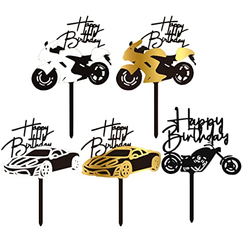 Borsgye 10 Stück Motorrad Kuchenaufsätze Acryl Tortenstecker Cupcake Deko Tortendeko Tortenaufsatz Motorradform Torten Auto Kuchen Aufsatz Topper für Geburtstagskuchen des Männer Party von Borsgye