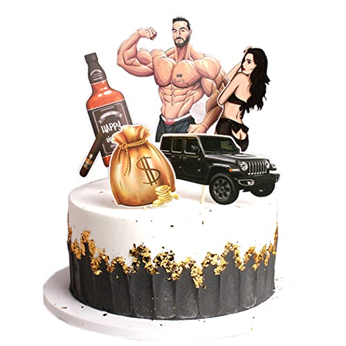 Borsgye 25 Stück Muskelmann Kuchenaufsätze Harz 3D Tortenstecker Cupcake Deko Tortendeko Tortenaufsatz Junggesellen Party Torten Muffin Kuchen Aufsatz Topper für Bachelor Jahrestag von Borsgye