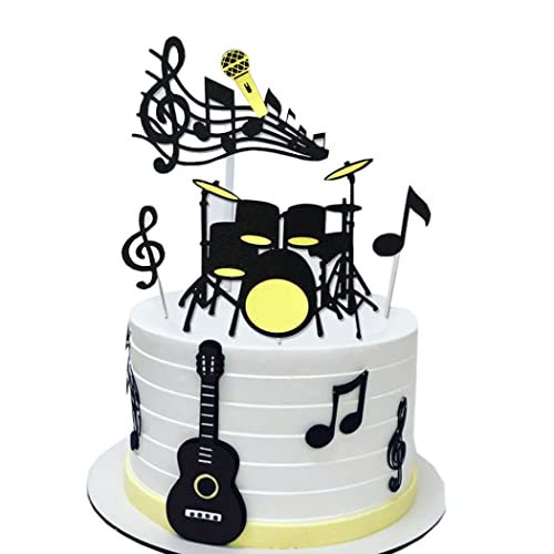 Borsgye 40 Stück Musik Noten Cupcake Toppers Gitarre Kuchen Topper Happy Birthday Tortendeko Gitarre Cake Torten Muffin Deko Acryl Kuchenaufsatz für Geburtstags Musikalische Thema Party – Schlagzeug von Borsgye