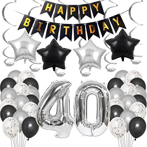 Borsgye 40. Geburtstag Dekoration Set 40 Jahr Geburtstagsdeko Ballon Männer Junge Frauen Schwarz Happy Birthday Banner Folie Sterne Luftballons Konfetti Luftballons Silber Folienballon Zahl 40 Borsgye 40. Geburtstag Dekoration Set 40 Jahr Geburtstagsdeko Ballon Männer Junge Frauen Schwarz Happy Birthday Banner Folie Sterne Luftballons Konfetti Luftballons Silber Folienballon Zahl 40 von Borsgye