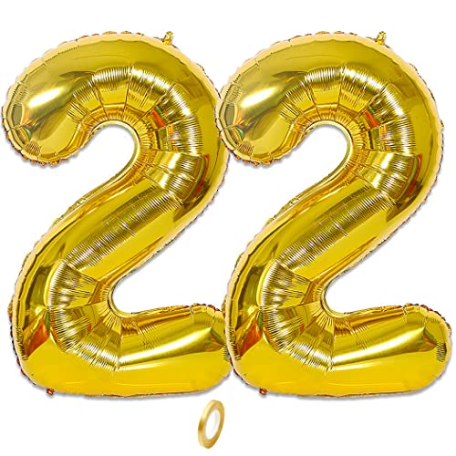 Borsgye Zahlenballon 22 Helium Folie Luftballons Große Riesen Ballon Zahl Nummer Folienballon XXL 100cm Zahlen Ballon 40 Zoll für Geburtstag Hochzeit Jubiläum Party Dekoration - Gold 22 Borsgye Zahlenballon 22 Helium Folie Luftballons Große Riesen Ballon Zahl Nummer Folienballon XXL 100cm Zahlen Ballon 40 Zoll für Geburtstag Hochzeit Jubiläum Party Dekoration - Gold 22 von Borsgye