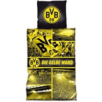 BVB 18800600 - BVB-Biber-Bettwäsche Gelbe Wand, 135x200cm von Borussia Dortmund