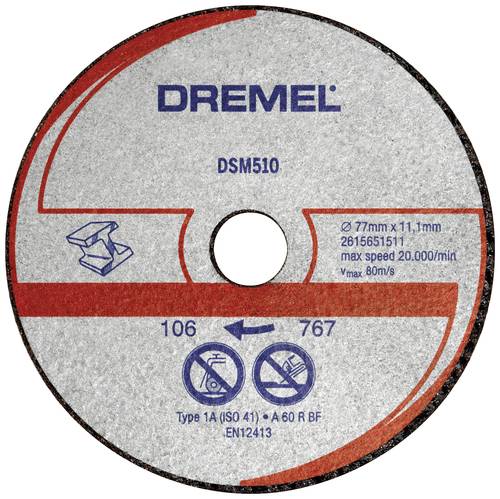 Dremel DSM510 2615S510JB Trennscheibe gerade 77mm 3 St. Aluminium, Kupfer, Gusseisen, Plexiglas, Vin von Dremel