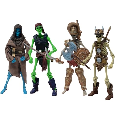 Boss Fight Studio Epic H.A.C.K.S. 4er Set - Grim Spectre, Pirat, Gladiator, Barbarian Skeletons - Hochbewegliche Sammelfiguren mit Zubehör, alternativen Köpfen und Händen - 1:12 von Boss Fight Studio
