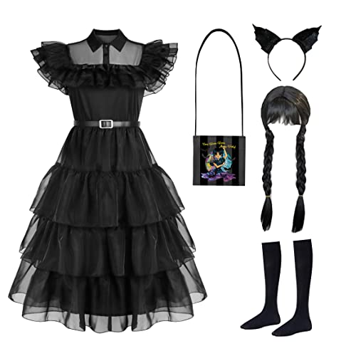 Bostetion - Kostüm für Mädchen, schwarzes Familienkostüm, Halloween-Partykleid für 5-12 Jahre Bostetion - Kostüm für Mädchen, schwarzes Familienkostüm, Halloween-Partykleid für 5-12 Jahre von Bostetion