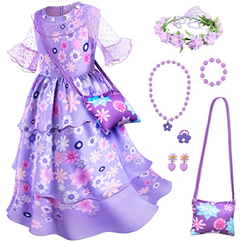 Encanto Mirabel Isabella Pepa Kostüm Kleid - Magische Familie Prinzessin Kleid für Mädchen Geburtstag Halloween mit Zubehör, Kv03, 3-4 Jahre Encanto Mirabel Isabella Pepa Kostüm Kleid - Magische Familie Prinzessin Kleid für Mädchen Geburtstag Halloween mit Zubehör, Kv03, 3-4 Jahre von Bosvin