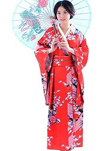 Botanmu Frauen Kimono Robe Japanische Kleid Fotografie Cosplay Kostüm 5 Farben (Rot) von Botanmu