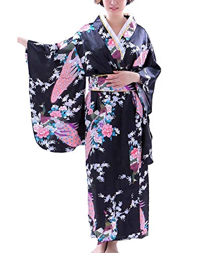 Botanmu Frauen Kimono Robe Japanische Kleid Fotografie Cosplay Kostüm 5 Farben (Schwarz) von Botanmu