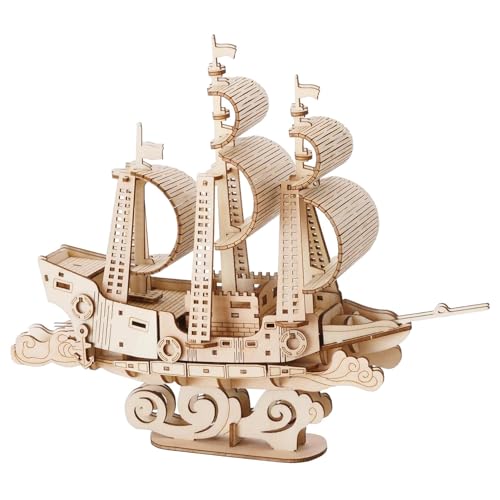 Botiniv Holzboot-Schiffsbausatz, Bootsbausätze | Holz-Segelboot-Modellpuzzle,Lustiger und lehrreicher Segelboot-Holzblock-Puzzle-Modellbausatz für Kinder von Botiniv