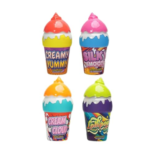 Botiniv Kleinkind Seifenblasen - Eiscreme Seifenblasenlösung Mit 4 Stäbchen,Unterwegs Spielzeug Für Kleinkinder Mit Auslaufsicherung, Lernspielzeug Für Sommer Garten von Botiniv