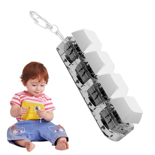 Tastatur-Fidget | 4-Tasten-Tastatur-Zappelspielzeug | Fidgets Schlüsselanhänger mit Soundlicht für Erwachsene | Mechanische Tastatur-Zappeltaste für Kinder | Tastatur-Spielzeug zum Stressabbau von Botiniv