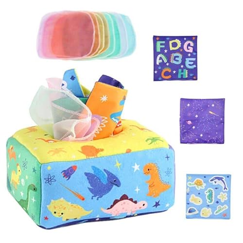 BouGPeng Baby Montessori Spielzeug Interaktive Tücherbox Baby Spielzeug Baby Tissue Box Toy mit Crinkle Tuch und Farbiges Tuch für Baby 5-12 Monate BouGPeng Baby Montessori Spielzeug Interaktive Tücherbox Baby Spielzeug Baby Tissue Box Toy mit Crinkle Tuch und Farbiges Tuch für Baby 5-12 Monate von BouGPeng