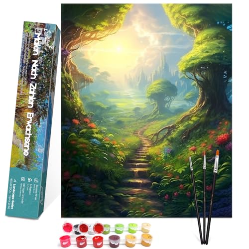Bougimal Malen Nach Zahlen Erwachsene Landschaft Ohen Rahmen inklusive Pinsel und Acrylfarben - 40 x 50 cm, Grüner Dschungel Bougimal Malen Nach Zahlen Erwachsene Landschaft Ohen Rahmen inklusive Pinsel und Acrylfarben - 40 x 50 cm, Grüner Dschungel von Bougimal