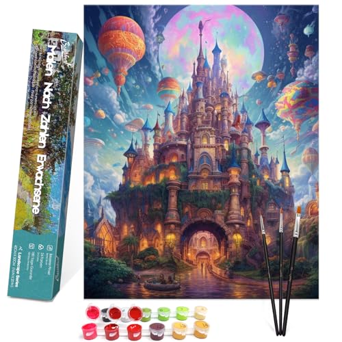 Bougimal Malen Nach Zahlen Erwachsene Landschaft Ohen Rahmen inklusive Pinsel und Acrylfarben - 40 x 50 cm, Mondschein-Schloss Bougimal Malen Nach Zahlen Erwachsene Landschaft Ohen Rahmen inklusive Pinsel und Acrylfarben - 40 x 50 cm, Mondschein-Schloss von Bougimal