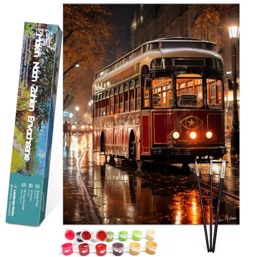 Bougimal Malen Nach Zahlen Erwachsene Landschaft Ohen Rahmen inklusive Pinsel und Acrylfarben - 40 x 50 cm, Straßenbahn Bougimal Malen Nach Zahlen Erwachsene Landschaft Ohen Rahmen inklusive Pinsel und Acrylfarben - 40 x 50 cm, Straßenbahn von Bougimal