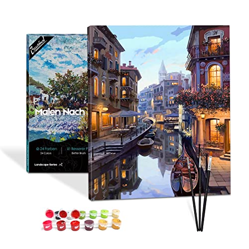 Bougimal Malen Nach Zahlen Erwachsene Landschaft mit Rahmen inklusive Pinsel und Acrylfarben - 40 x 50 cm, Venedig Bougimal Malen Nach Zahlen Erwachsene Landschaft mit Rahmen inklusive Pinsel und Acrylfarben - 40 x 50 cm, Venedig von Bougimal