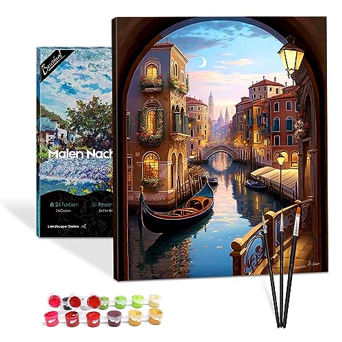 Bougimal Malen Nach Zahlen Erwachsene Landschaft mit Rahmen inklusive Pinsel und Acrylfarben - 40 x 50 cm, Venedig Bougimal Malen Nach Zahlen Erwachsene Landschaft mit Rahmen inklusive Pinsel und Acrylfarben - 40 x 50 cm, Venedig von Bougimal