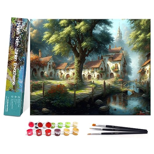 Bougimal Malen Nach Zahlen Erwachsene Landschaft ohne Rahmen inklusive Pinsel und Acrylfarben - 40 x 50 cm, Hütte in den Wäldern Bougimal Malen Nach Zahlen Erwachsene Landschaft ohne Rahmen inklusive Pinsel und Acrylfarben - 40 x 50 cm, Hütte in den Wäldern von Bougimal
