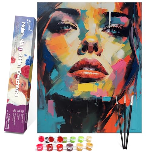 Bougimal Malen Nach Zahlen Erwachsene Populär Ohen Rahmen inklusive Pinsel und Acrylfarben - 40 x 50 cm, Bemalte Frau von Bougimal