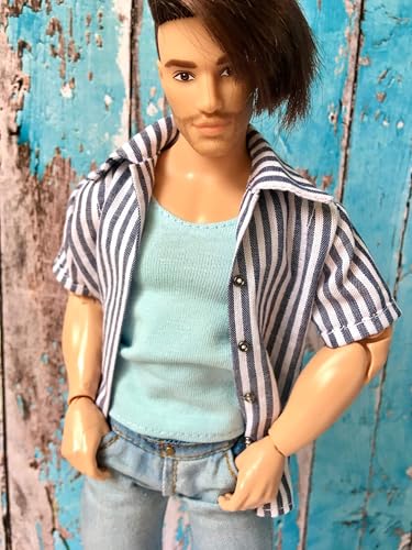 BQ‑CALAY – Sommerhemd aus Baumwolle für Ken-Puppen 30 cm Blue Stripes Ken Muscular BQ‑CALAY – Sommerhemd aus Baumwolle für Ken-Puppen 30 cm Blue Stripes Ken Muscular von Bouutique