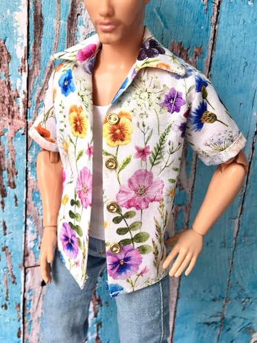 BQ‑CALAY – Sommerhemd aus Baumwolle für Ken-Puppen 30 cm Flowers on Ecru Ken BQ‑CALAY – Sommerhemd aus Baumwolle für Ken-Puppen 30 cm Flowers on Ecru Ken von Bouutique