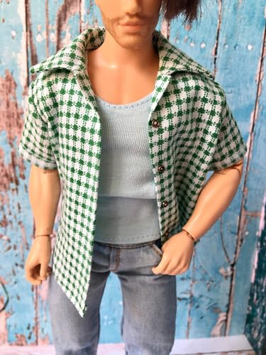 BQ‑CALAY – Sommerhemd aus Baumwolle für Ken-Puppen 30 cm Green/White Checks Ken Muscular BQ‑CALAY – Sommerhemd aus Baumwolle für Ken-Puppen 30 cm Green/White Checks Ken Muscular von Bouutique