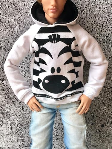 BQ-Infinite – Kapuzenpullover mit Zebra-Print für Ken-Puppen 30 cm (1/6 Puppen) von Bouutique