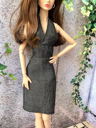BQ‑MAERA – Jeans-Neckholder-Kleid für Modepuppen 30 cm (1/6 Puppen) Gray von Bouutique