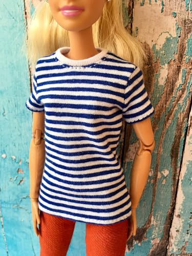 BQ‑MARIN – Gestreiftes T-Shirt mit kurzen Ärmeln für Modepuppen 29 cm / 11,5 Zoll / Blue BQ‑MARIN – Gestreiftes T-Shirt mit kurzen Ärmeln für Modepuppen 29 cm / 11,5 Zoll / Blue von Bouutique