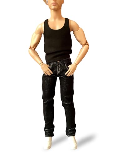 BQ-NOIRIX – Schwarze Stretch-Slim-Jeans für Ken-Puppen 30 cm / 12 Zoll von Bouutique