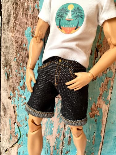 BQ‑Reno – Hochgekrempelte Jeansshorts für Ken-Puppen 30 cm / 12 Zoll Dark Blue von Bouutique