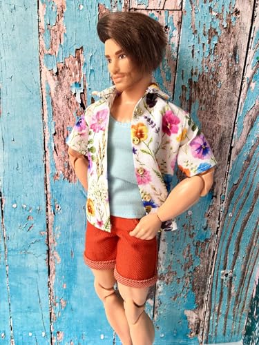 BQ‑Reno – Hochgekrempelte Jeansshorts für Ken-Puppen 30 cm / 12 Zoll / Orange von Bouutique