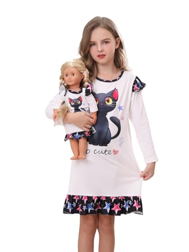 Bow Dream Mädchenkleid, niedlicher Cartoon- und passender amerikanischer Mädchen-Puppenkleidung, Zubehör für Mädchen, Kleider, weiße Katze, weiße katze, 9-10 Jahre Bow Dream Mädchenkleid, niedlicher Cartoon- und passender amerikanischer Mädchen-Puppenkleidung, Zubehör für Mädchen, Kleider, weiße Katze, weiße katze, 9-10 Jahre von Bow Dream