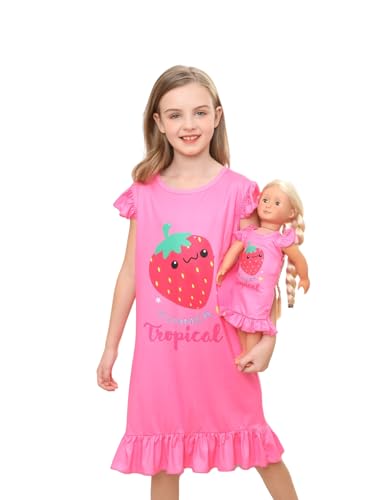 Bow Dream Mädchenkleid, niedliches und passendes American Girl Puppenkleidung, Zubehör für Mädchen, Kleider, Set, Hot Pink Strawberry, Hot Pink Strawberry, 11-12 Jahre Bow Dream Mädchenkleid, niedliches und passendes American Girl Puppenkleidung, Zubehör für Mädchen, Kleider, Set, Hot Pink Strawberry, Hot Pink Strawberry, 11-12 Jahre von Bow Dream