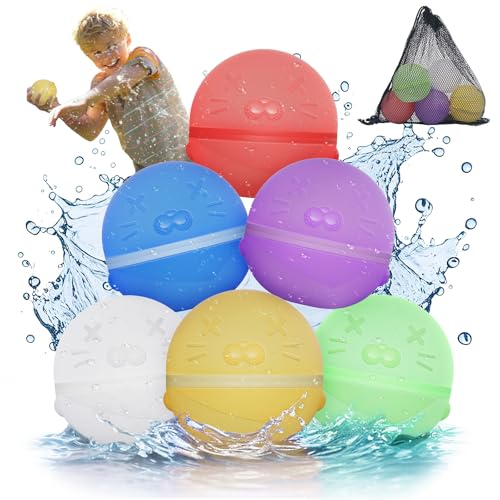 Bowfar Wasserbomben Wiederverwendbar, 6 Stück Wasserbomben Selbstschließend Magnetisch Eine Sekunde Schnellfuller, Wasserspielzeug Pool Spielzeug Strandspielzeug Wasserball für Sommer Kinder Outdoor Bowfar Wasserbomben Wiederverwendbar, 6 Stück Wasserbomben Selbstschließend Magnetisch Eine Sekunde Schnellfuller, Wasserspielzeug Pool Spielzeug Strandspielzeug Wasserball für Sommer Kinder Outdoor von Bowfar