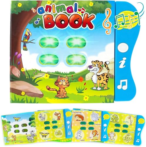 Boxiki Kids Englisch Tiergeräusche Lernbuch, Beschäftigungsbuch für Kleinkinder und frühe Kindesentwicklung. Elektronisches Tierbuch: Zum abspielen von Musik, lernen von Tiernamen, Geräuschen und mehr von Boxiki kids