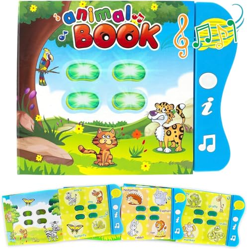 Boxiki Kids Englisch Tiergeräusche Lernbuch, Beschäftigungsbuch für Kleinkinder und frühe Kindesentwicklung. Elektronisches Tierbuch: Zum abspielen von Musik, lernen von Tiernamen, Geräuschen und mehr von Boxiki kids
