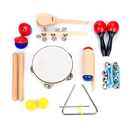 Boxiki Kids Musikinstrumente Set 16 Stück. Rhythmus und Musikspielzeug für Kleinkinder von 1 bis 3 Jahren. Enthält klanghölzer, Shaker, Tamburin, Handgelenkglocken & Maracas für Kinder. von Boxiki kids