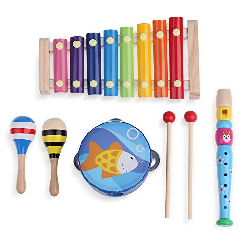 Boxiki Musikinstrumenten-Set für Kinder | Rhythmus- und Musiklernspielzeug für Kinder | Naturspielzeug mit Tragetasche (6 Stück) von Boxiki kids