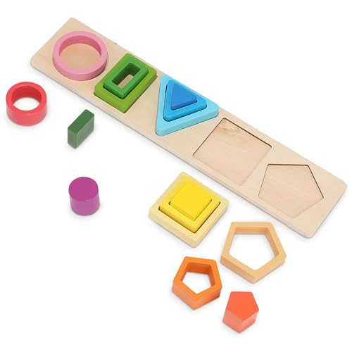 Boxiki kids Sortier- & Stapelspielzeug aus Holz, Montessori, mit 15 Blöcken in 5 Formen & Farben. Fördert Feinmotorik. Lernpuzzle als Geschenk für 1-3-jährige Jungen & Mädchen von Boxiki kids