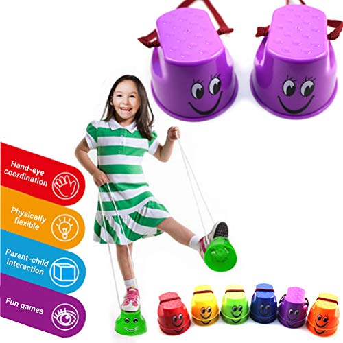 Boxwizard 2 Paar zufällige Farbe Topfstelzen Laufdollis extra Dicker Kunststoff für Kinder rutschfeste Stelzen mit Gummirand Verdickte Kindersport Kindergarten Eimerstelzen 11.5x9x6.5cm von Boxwizard