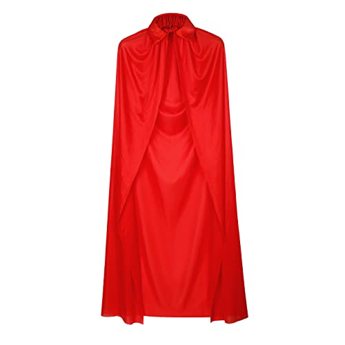 Boyiee 47 Zoll Langer Roter Umhang für Erwachsene Halloween Vampir Umhang Unisex Roter Vampir Teufel Kostüm Party Outfit Hexen für Cosplay Kostüm von Boyiee