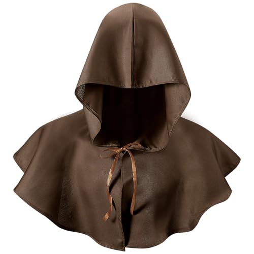 Boyiee Halloween Mittelalterliche Kapuze Hut Kapuze Pest Arzt Hut Vintage Unisex Kapuzen Kapuze Umhang Pagan Cosplay Zubehör(Kaffeefarbe) von Boyiee