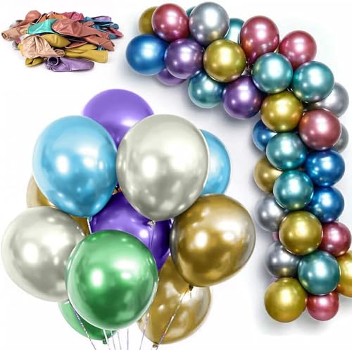 50 Stück Modellierung Bunt Helium Ballons 10 Zoll Metallic Magische Luftballons Lange Bunte Ballons, Modellierballons Kit, DIY Ballon für Weihnachten Party Hochzeit Geburtstag Dekoration von Boyigog