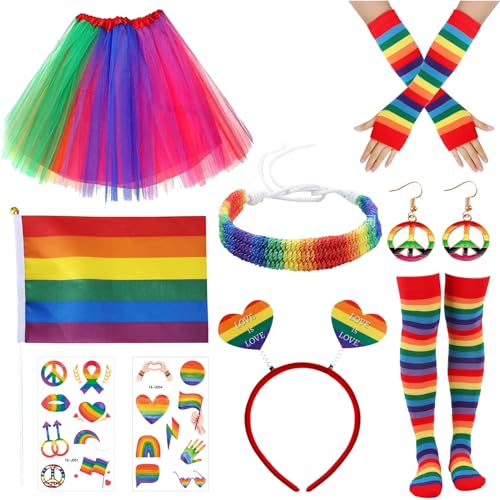 Boyigog 80er Jahre Regenbogen Kostüm-10Pcs für Erwachsene, 1980er Jahre Kostüm mit Tutu-Rock Beinwärmern, Ohrringen, Sonnenbrillen für 80er Retro Party Fasching Karneval Boyigog 80er Jahre Regenbogen Kostüm-10Pcs für Erwachsene, 1980er Jahre Kostüm mit Tutu-Rock Beinwärmern, Ohrringen, Sonnenbrillen für 80er Retro Party Fasching Karneval von Boyigog