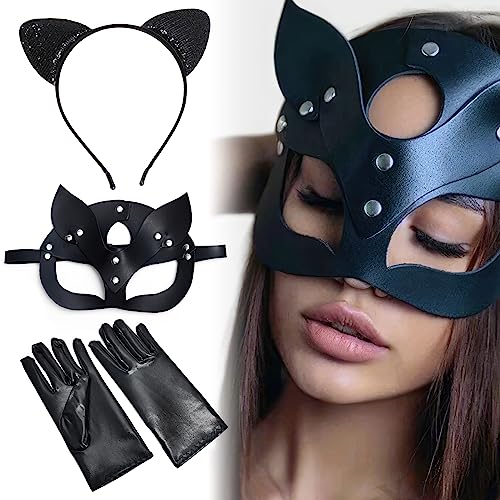 Boyigog Catwoman Maske,katzen Maske Catwoman Kostüm für Damen Fuchs Maske Cat Woman Mask für Karneval Valentinstag Maskerade Kostüm Party Nachtclub von Boyigog